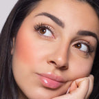 Refect Beauty Astra Blush Expert applied to a model's cheek for a natural matte finish and sculpted complexion