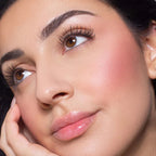 Refect Beauty Astra Blush Expert applied to a model's cheeks for a natural matte finish and sculpted complexion