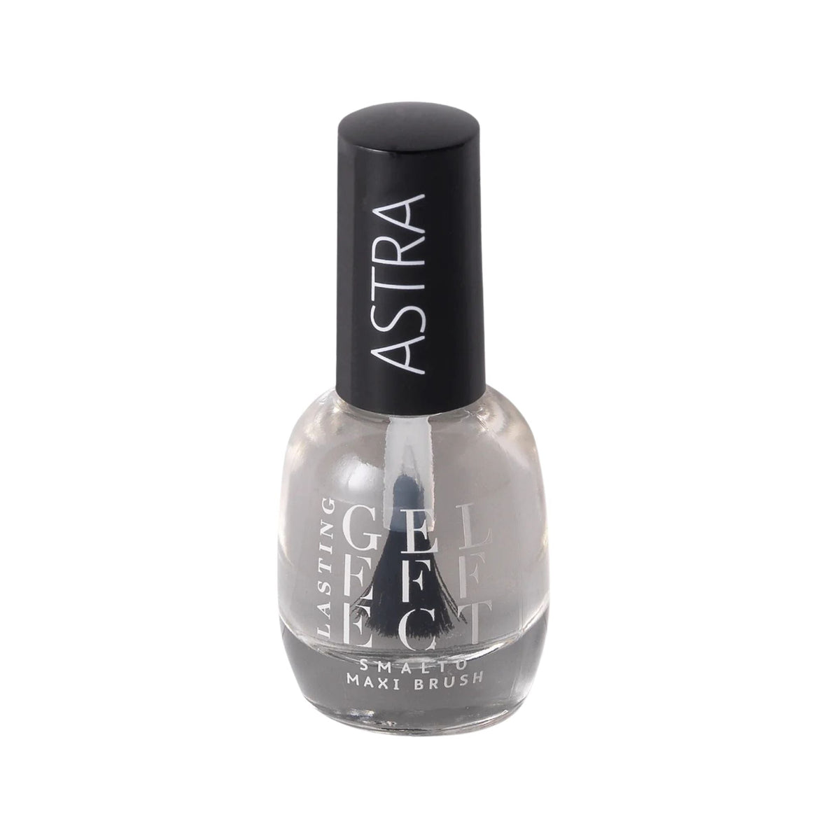 Refect Beauty Astra Lasting Gel Effect clear nail polish bottle with a black cap and maxi brush applicator