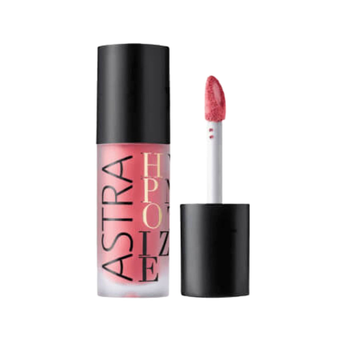 Refect Beauty Astra Hypnotize liquid lipstick in a vibrant pink shade with a doe-foot applicator and black cap.