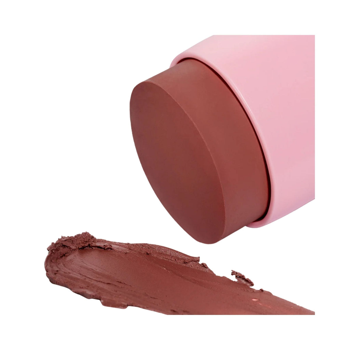 Refect Beauty Astra Identistick blush stick in a deep mauve shade with a creamy swatch on a white background