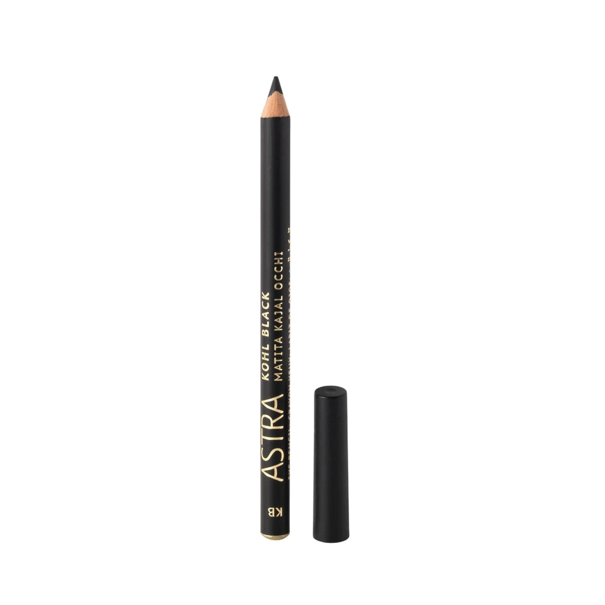 Refect Beauty Astra Kohl Black kajal eye pencil with a sharp tip and matching black cap on a white background