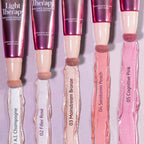 Refect Beauty Astra Light Therapy liquid highlighters in five shades with sponge applicators and swatches