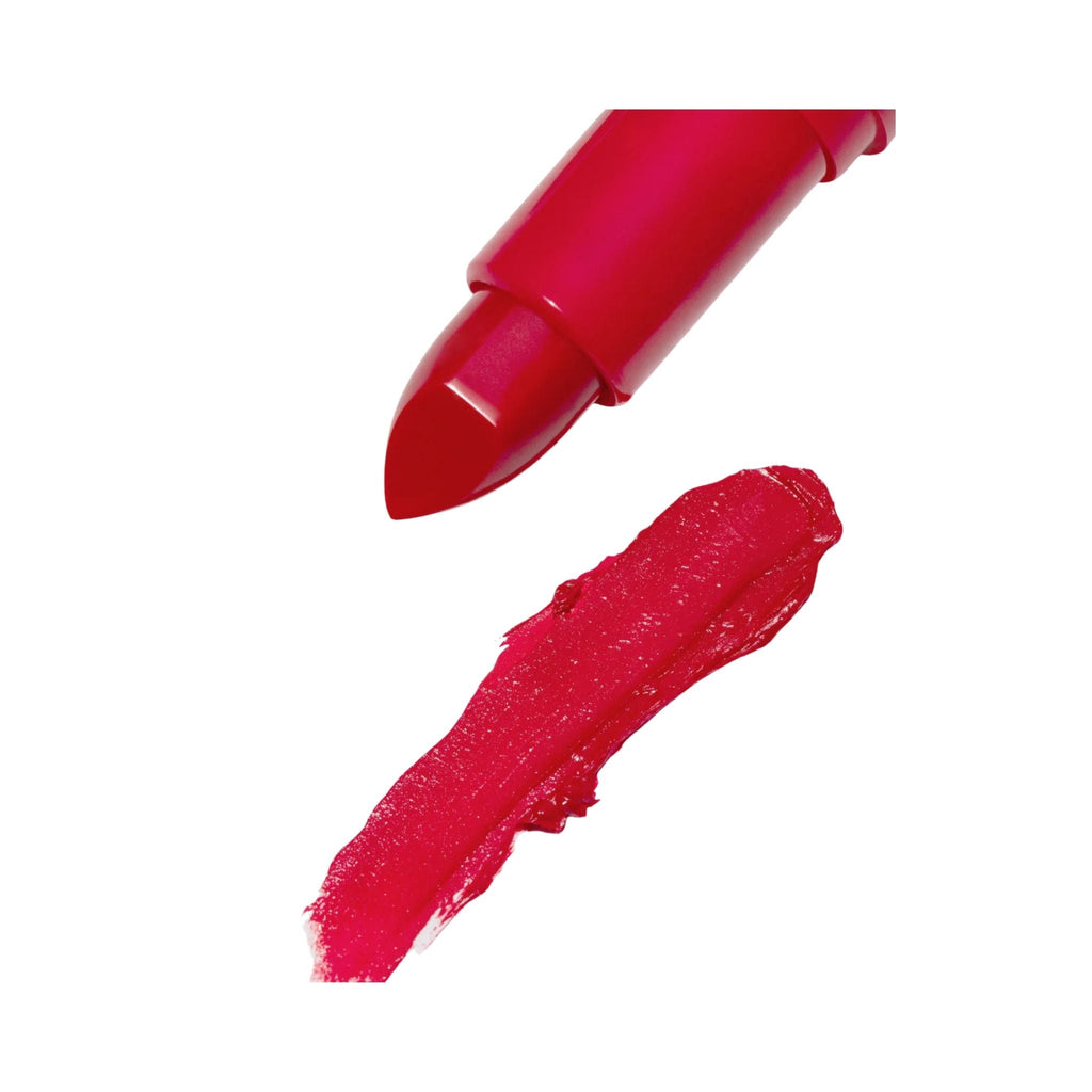 Refect Beauty Astra Lip Creamynal lipstick in an intense cherry red shade with a creamy, luminous swatch on white.