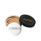 Refect Beauty Astra Velvet Skin loose powder in a jar with a soft white applicator puff and black lid 03
