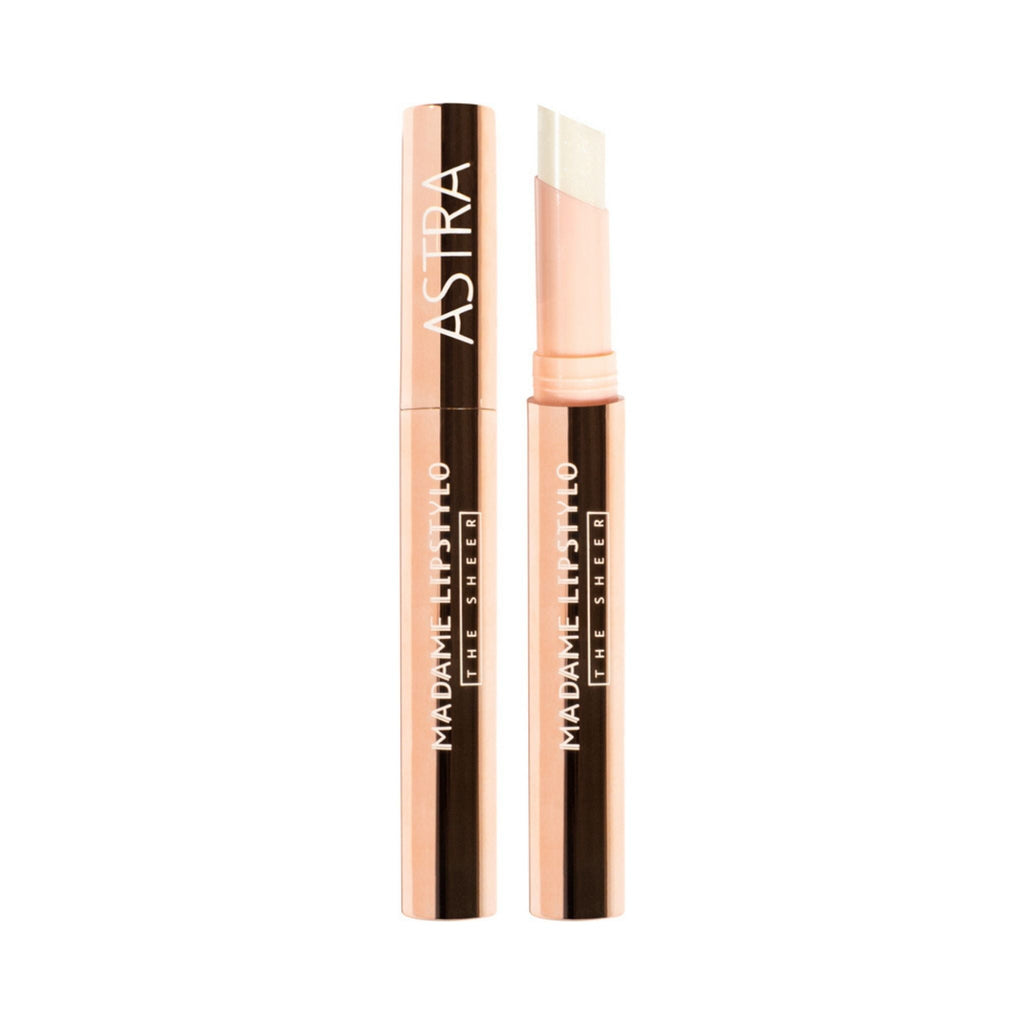 Refect Beauty Astra Madame Lip Stylo The Sheer lipstick in a rose gold tube with a creamy, hydrating sheer finish.