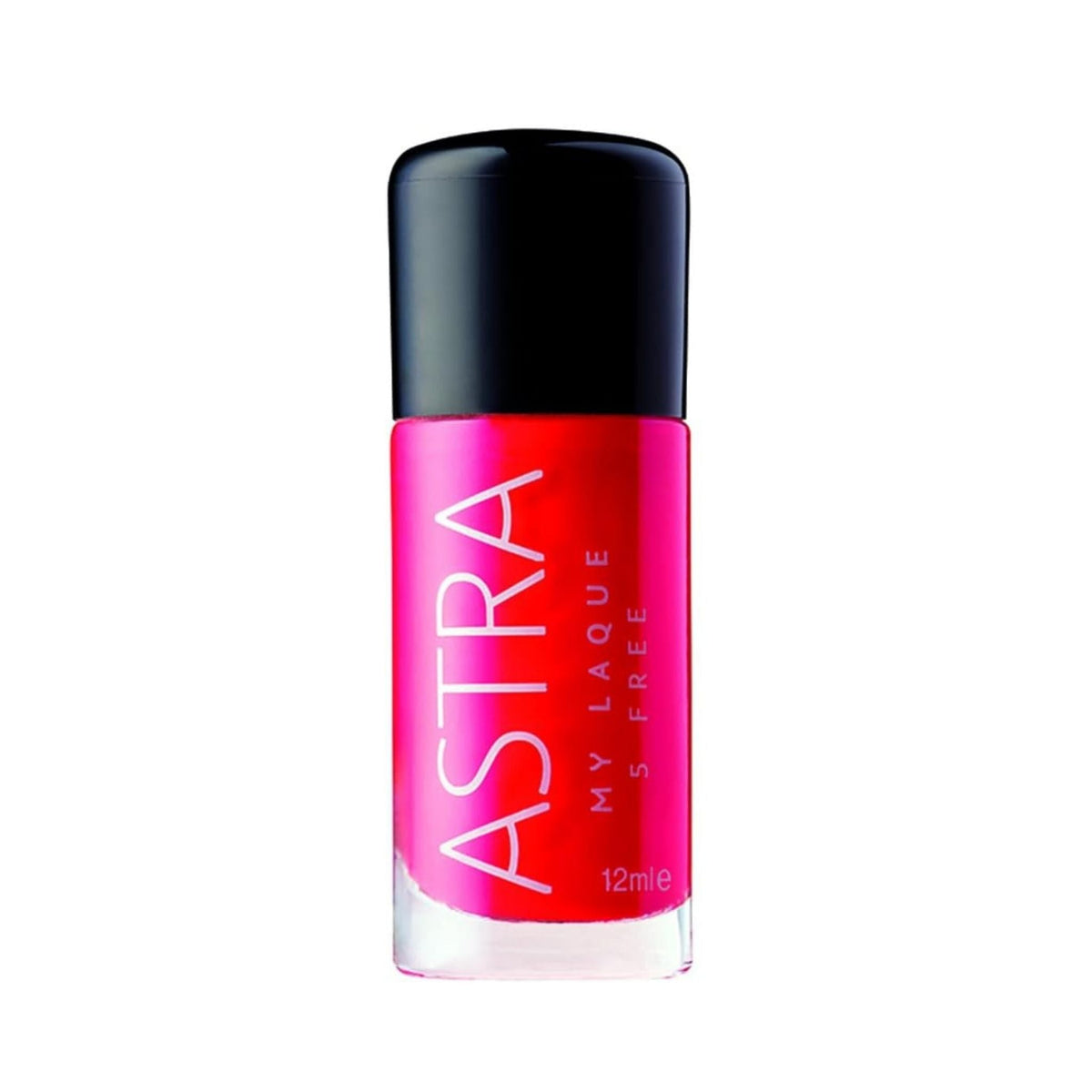 Refect Beauty Astra My Laque ultra-shiny vibrant pink nail polish in a glass bottle with a black cap 19