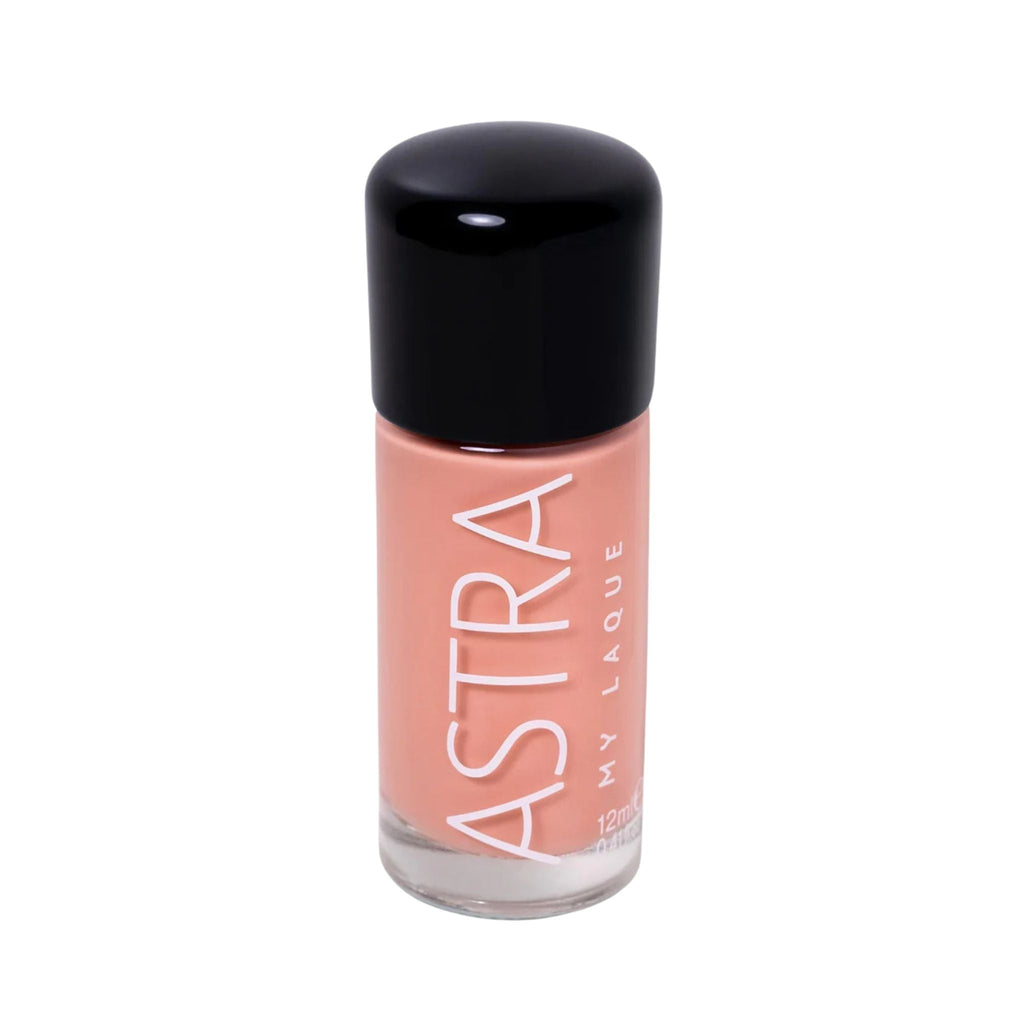 Refect Beauty Astra My Laque nail polish in a soft peach shade with a glossy finish and black cap 87