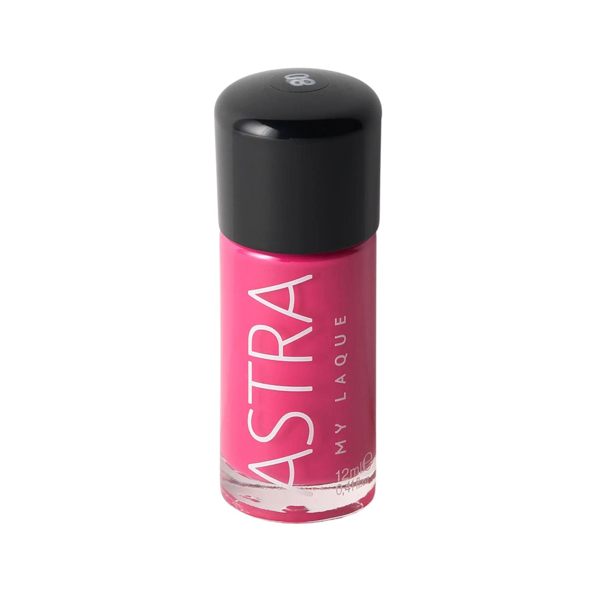 Refect Beauty Astra My Laque nail polish in a vibrant hot pink shade with a glossy finish and black cap 80