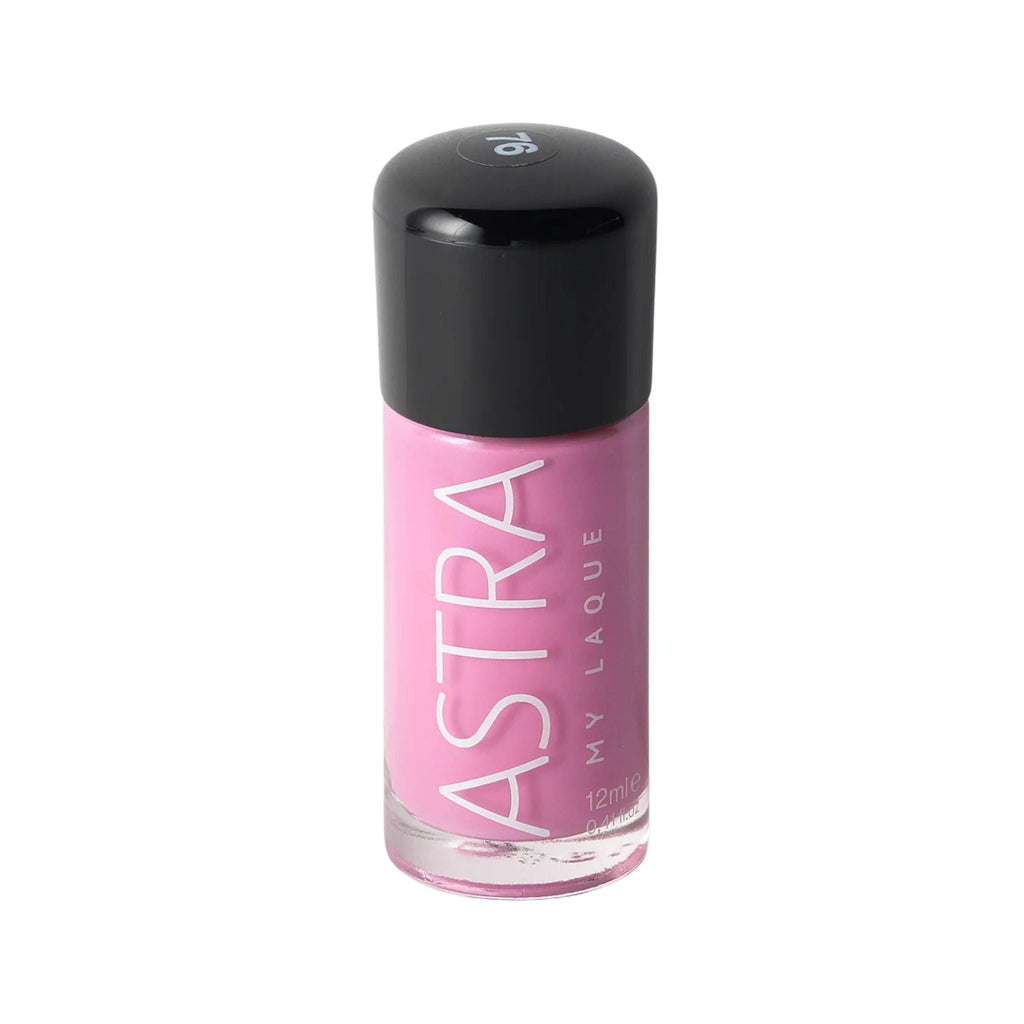 Refect Beauty Astra My Laque nail polish in a vibrant pink shade with a glossy finish and black cap 76