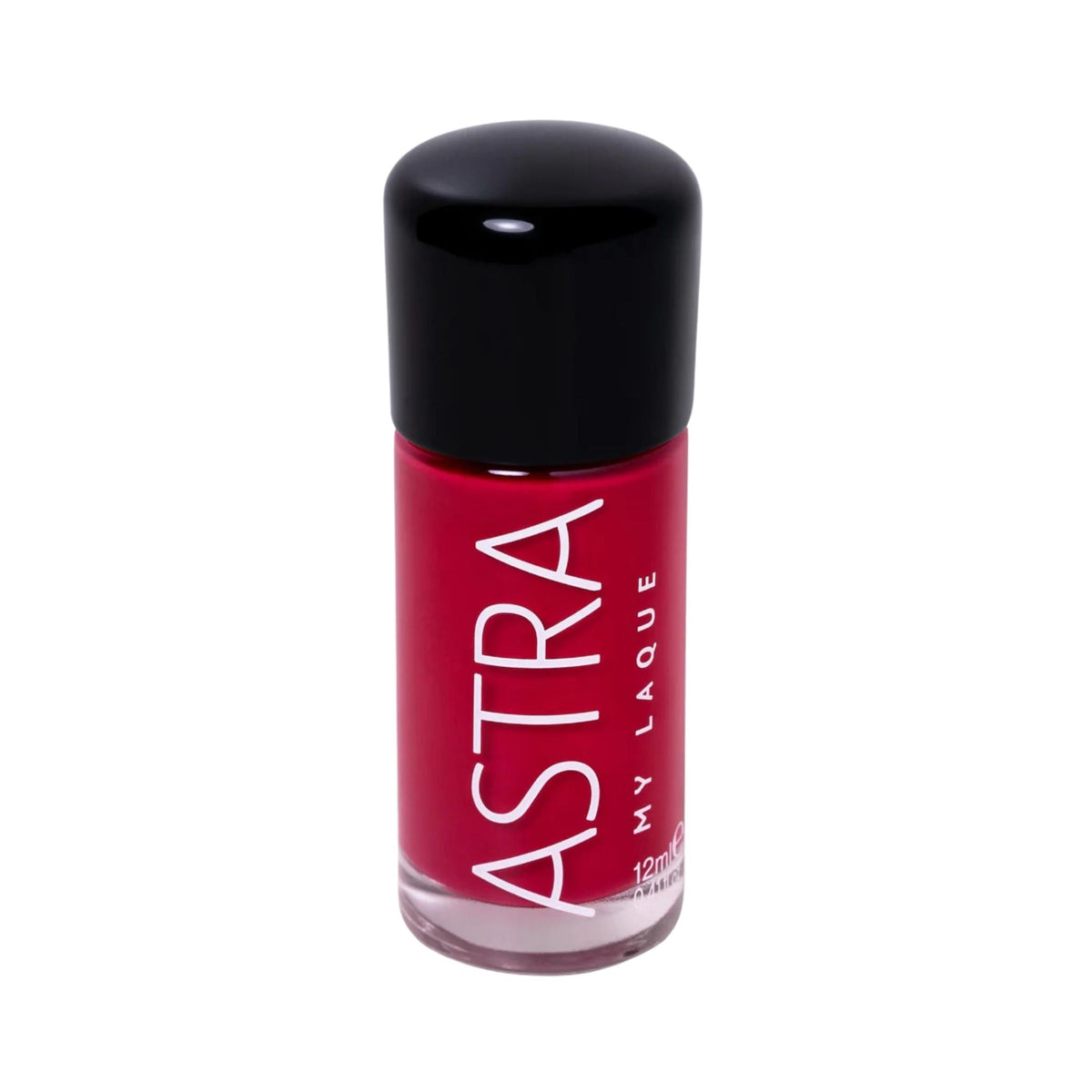 Refect Beauty Astra My Laque nail polish in a vibrant pink shade with a glossy finish in a clear glass bottle. 86