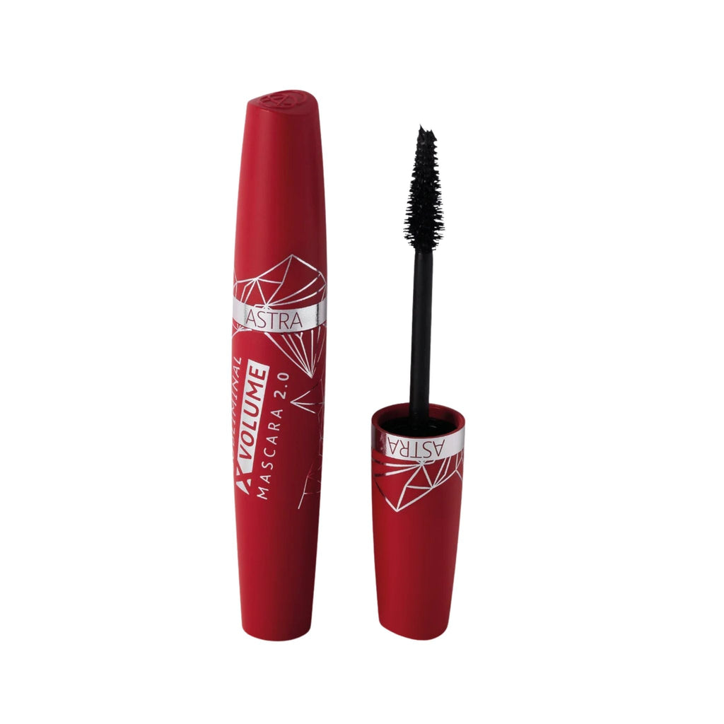Refect Beauty Astra Subliminal X Volume 2.0 mascara in a red tube with a cone-shaped wand for volumized lashes.