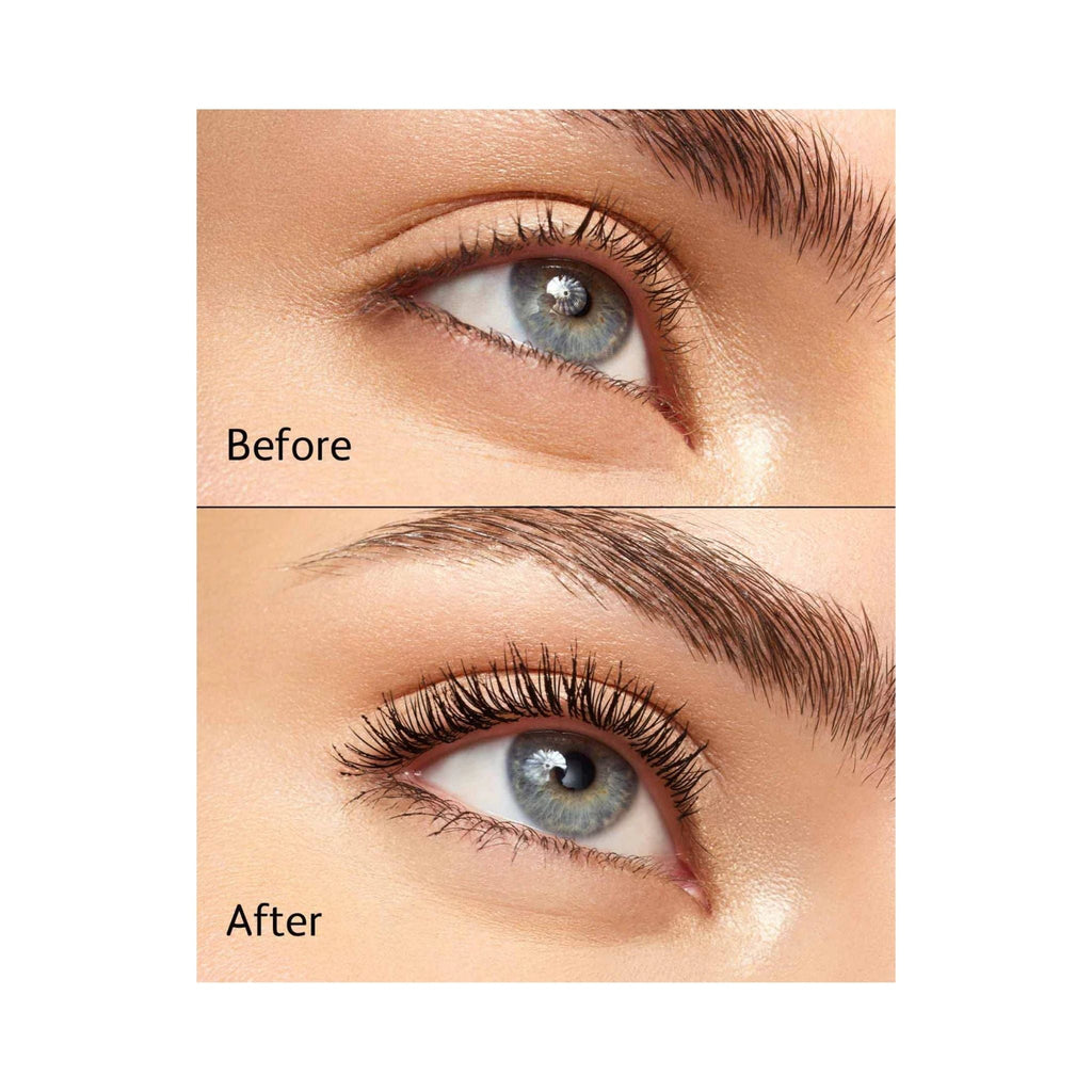 Refect Beauty Astra Subliminal X Volume Waterproof mascara before and after application showing long voluminous lashes