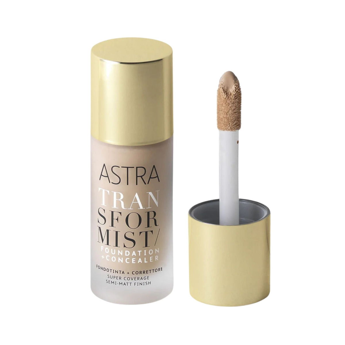 Refect Beauty Astra Transformist foundation and concealer bottle with gold cap and doe-foot applicator 002W