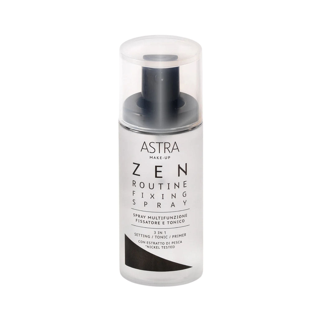 Refect Beauty Astra Zen Routine Fixing Spray in a clear bottle with a pump dispenser for setting makeup