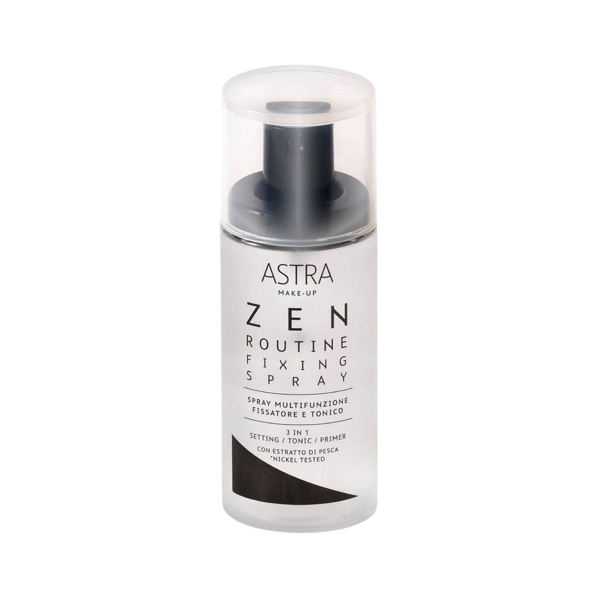 Refect Beauty Astra Zen Routine Fixing Spray in a clear bottle with a pump dispenser for setting makeup