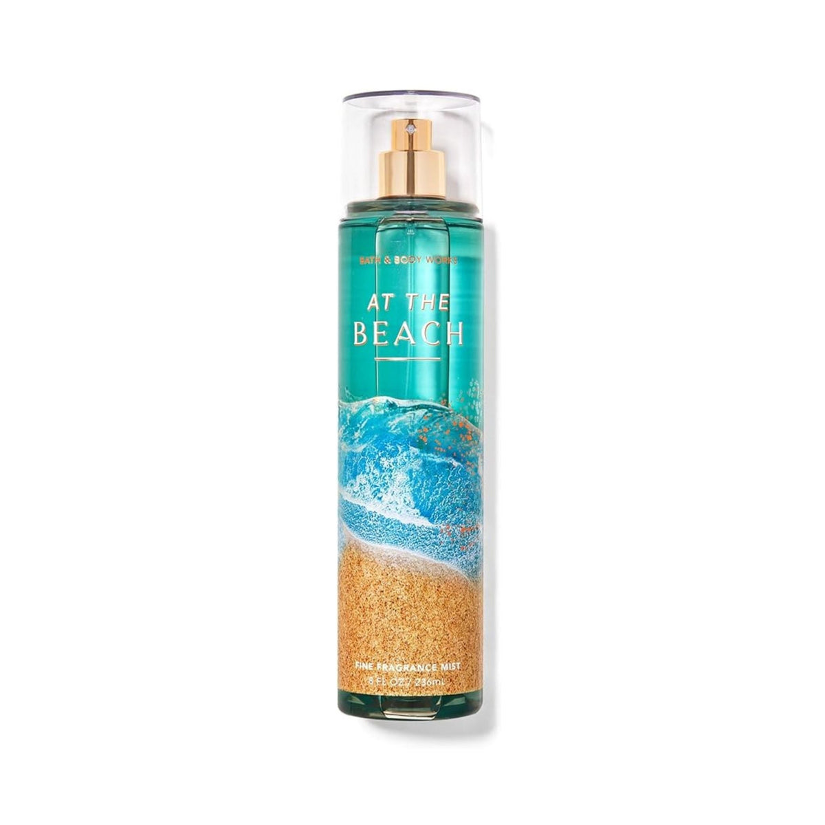 Refect Beauty Bath & Body Works At the Beach fine fragrance mist in a teal bottle with beach and ocean graphic