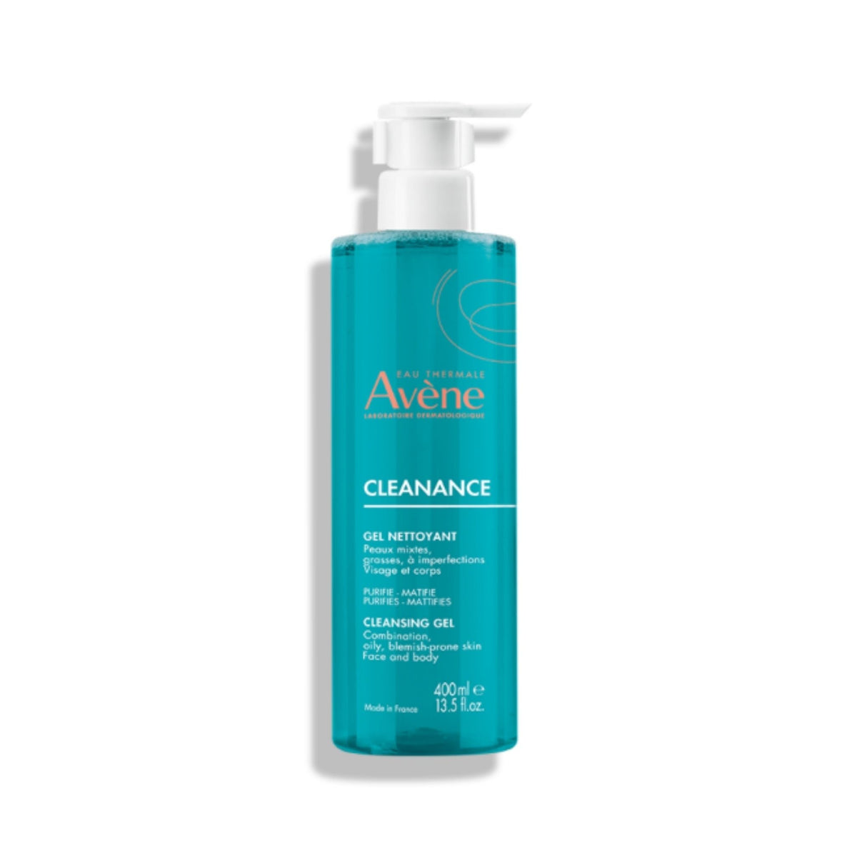 Refect Beauty Avène Cleanance Cleansing Gel in a 400ml pump bottle for oily and blemish-prone sensitive skin