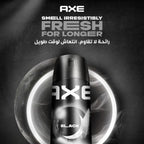Refect Beauty Axe Black body spray can with a sleek black design, featuring frozen pear and cedarwood scent notes.