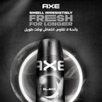 Refect Beauty AXE Black deodorant body spray in a sleek black canister with a glowing circular light background.