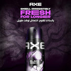 Refect Beauty AXE Black Night deodorant body spray in a dark purple forest-themed bottle with bold branding.