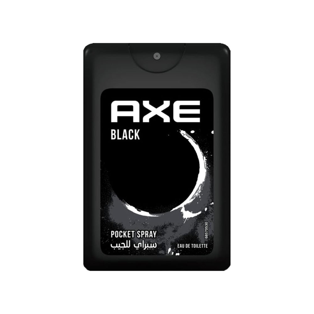 Refect Beauty Axe Black pocket body spray for men in a sleek, compact black rectangular bottle for everyday use.