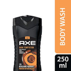 Refect Beauty Axe Dark Temptation 3-in-1 body, hair, and face wash in a black 250ml bottle with chocolate scent.