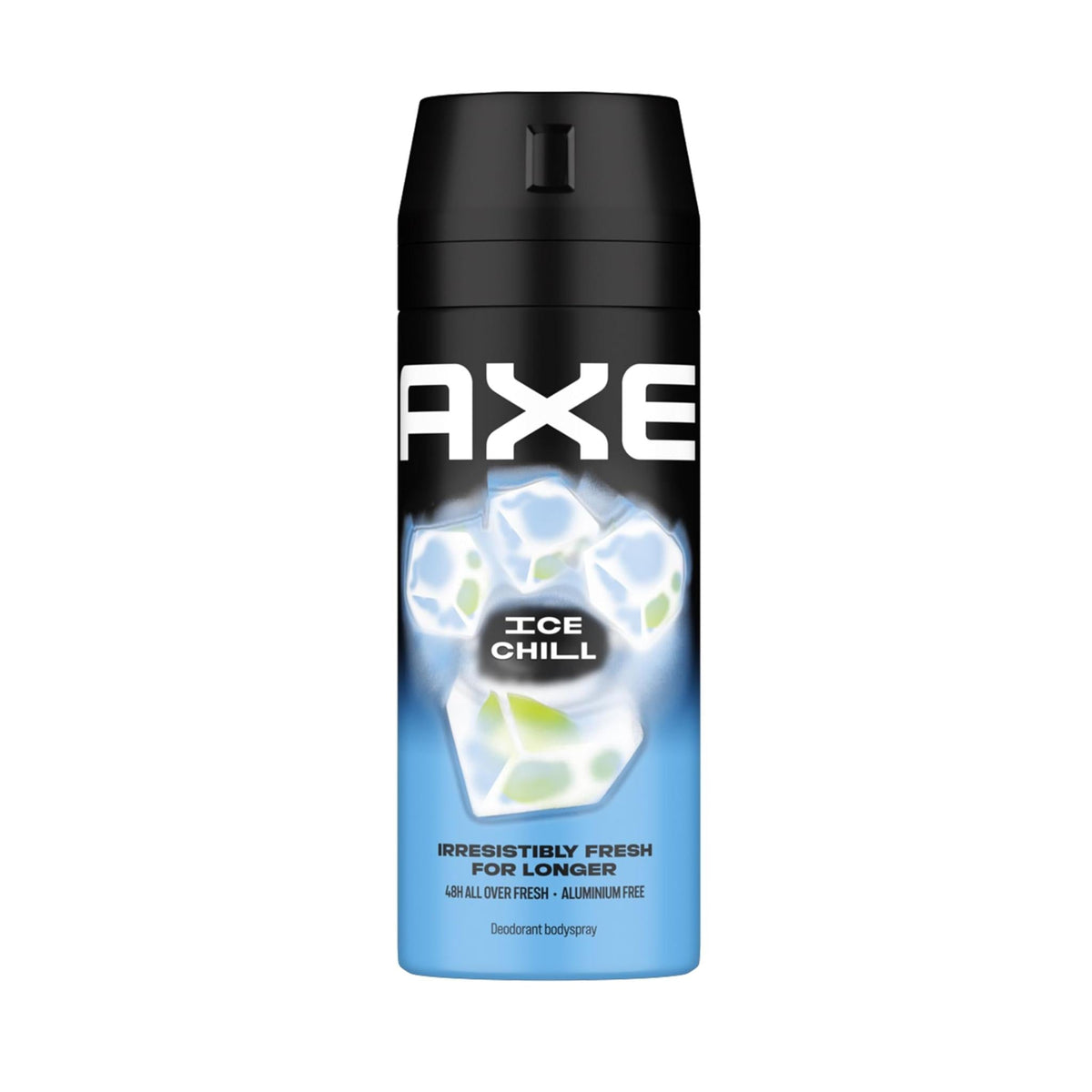 Refect Beauty AXE Ice Chill deodorant body spray in a black and blue aerosol can with an ice cube graphic design