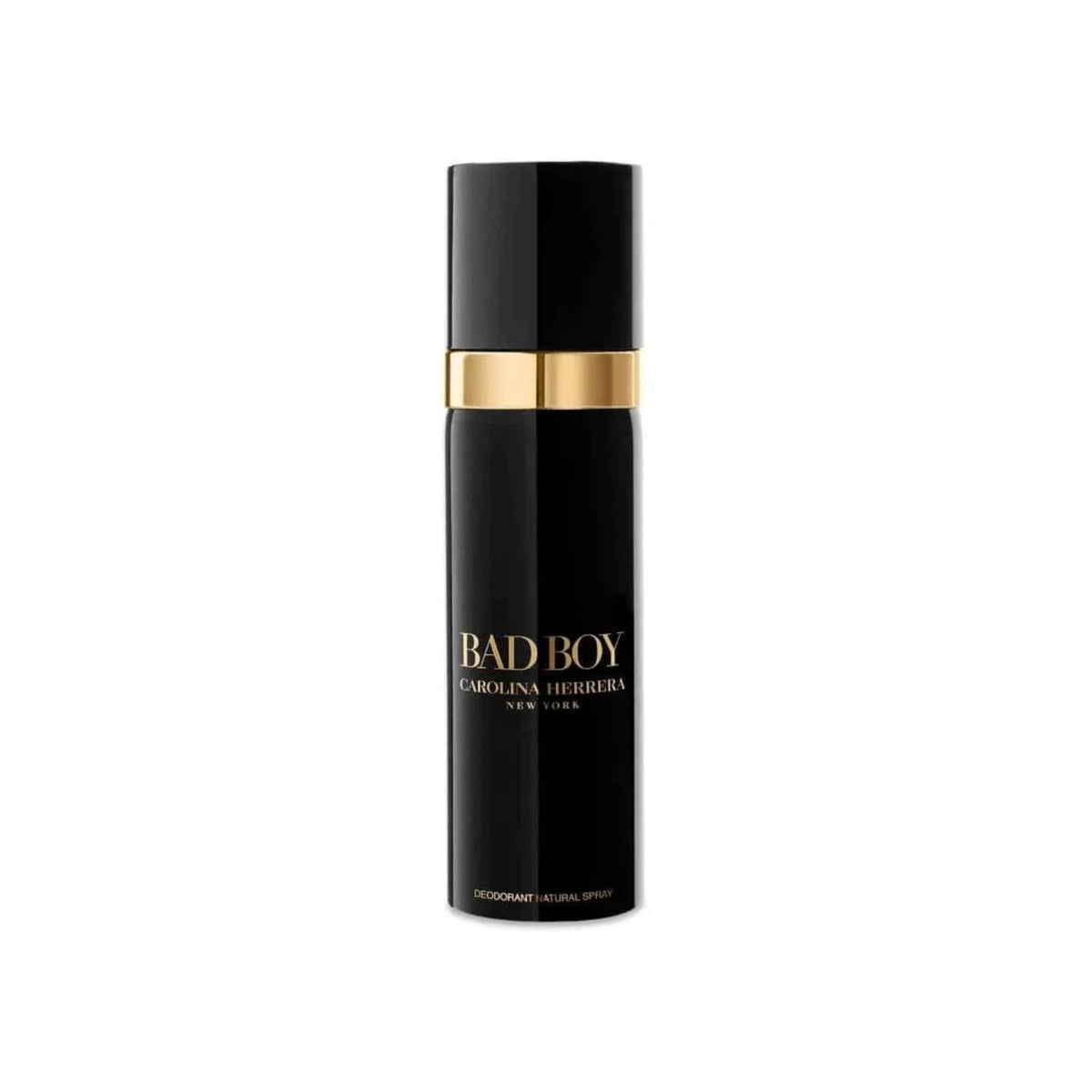 Refect Beauty Carolina Herrera Bad Boy deodorant natural spray in a sleek black bottle with gold accents