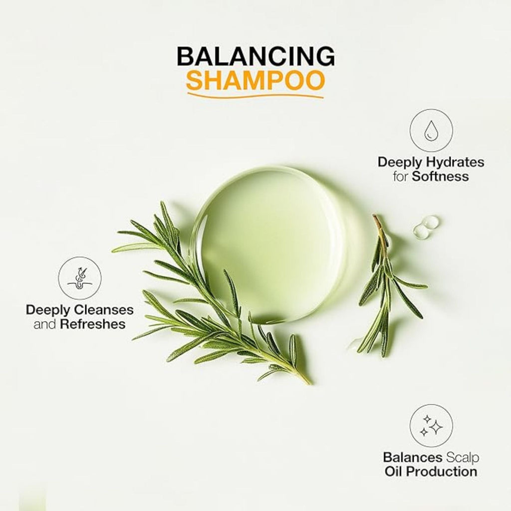 Refect Beauty GK Balancing Shampoo featuring natural rosemary sprigs and a hydrating oil drop for hair care