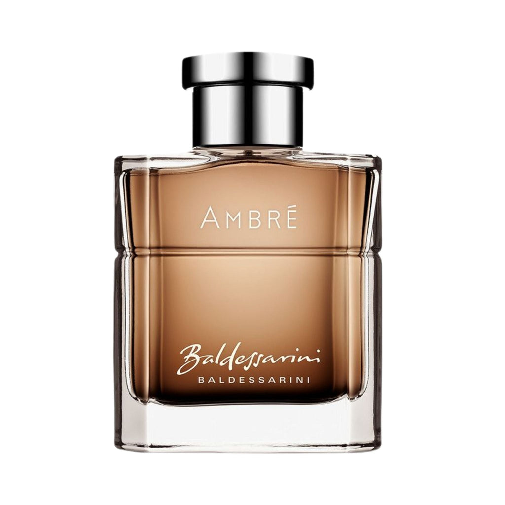 Refect Beauty Baldessarini Ambre Eau de Toilette for men in a square glass bottle with a warm amber liquid.