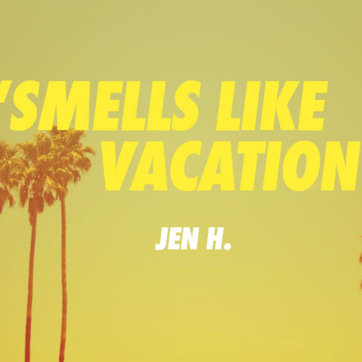 Refect Beauty Batiste Tropical dry shampoo promotional graphic with palm trees and Smells Like Vacation text