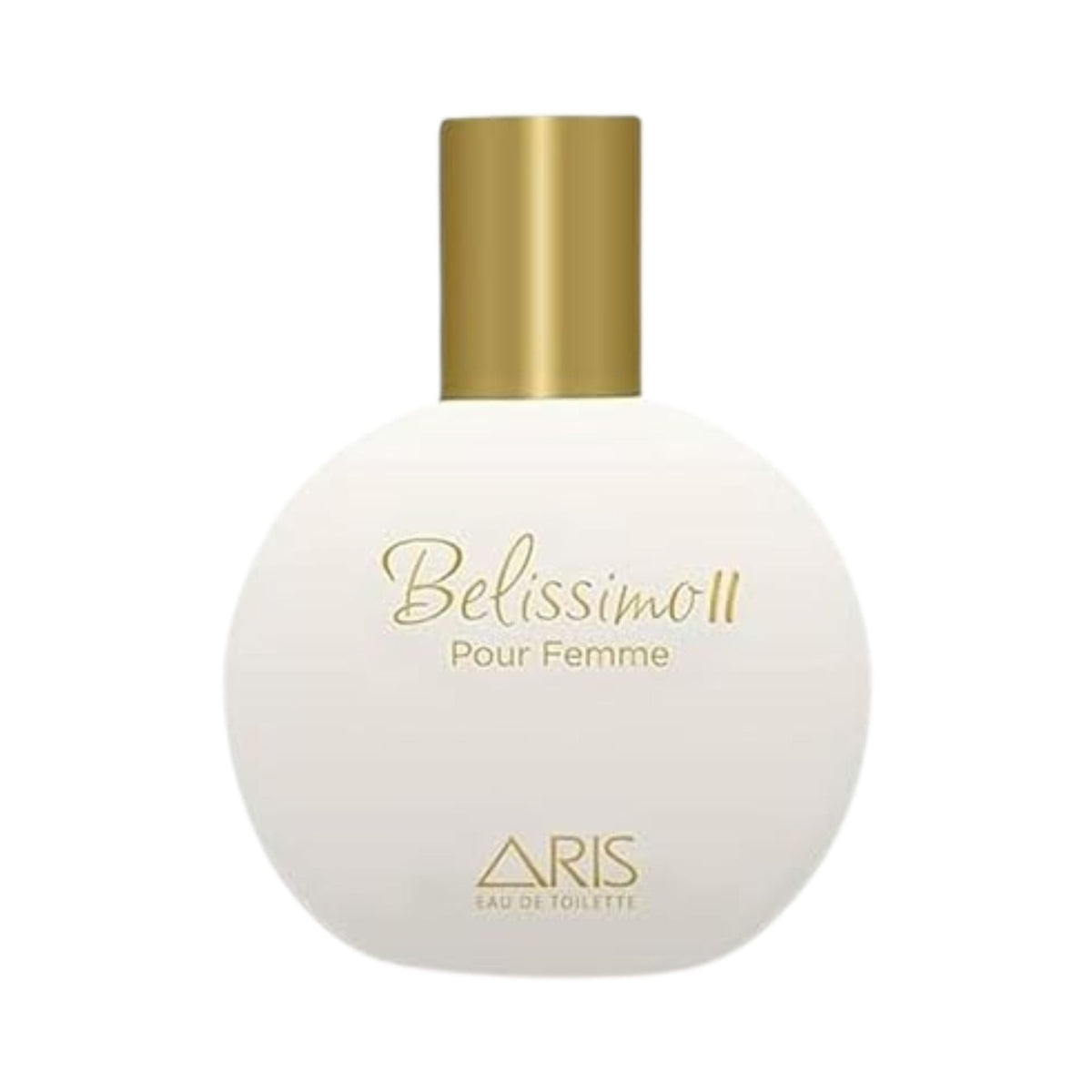Refect Beauty Bellissimo floral fruity eau de parfum spray in a round white bottle with a gold cap for women