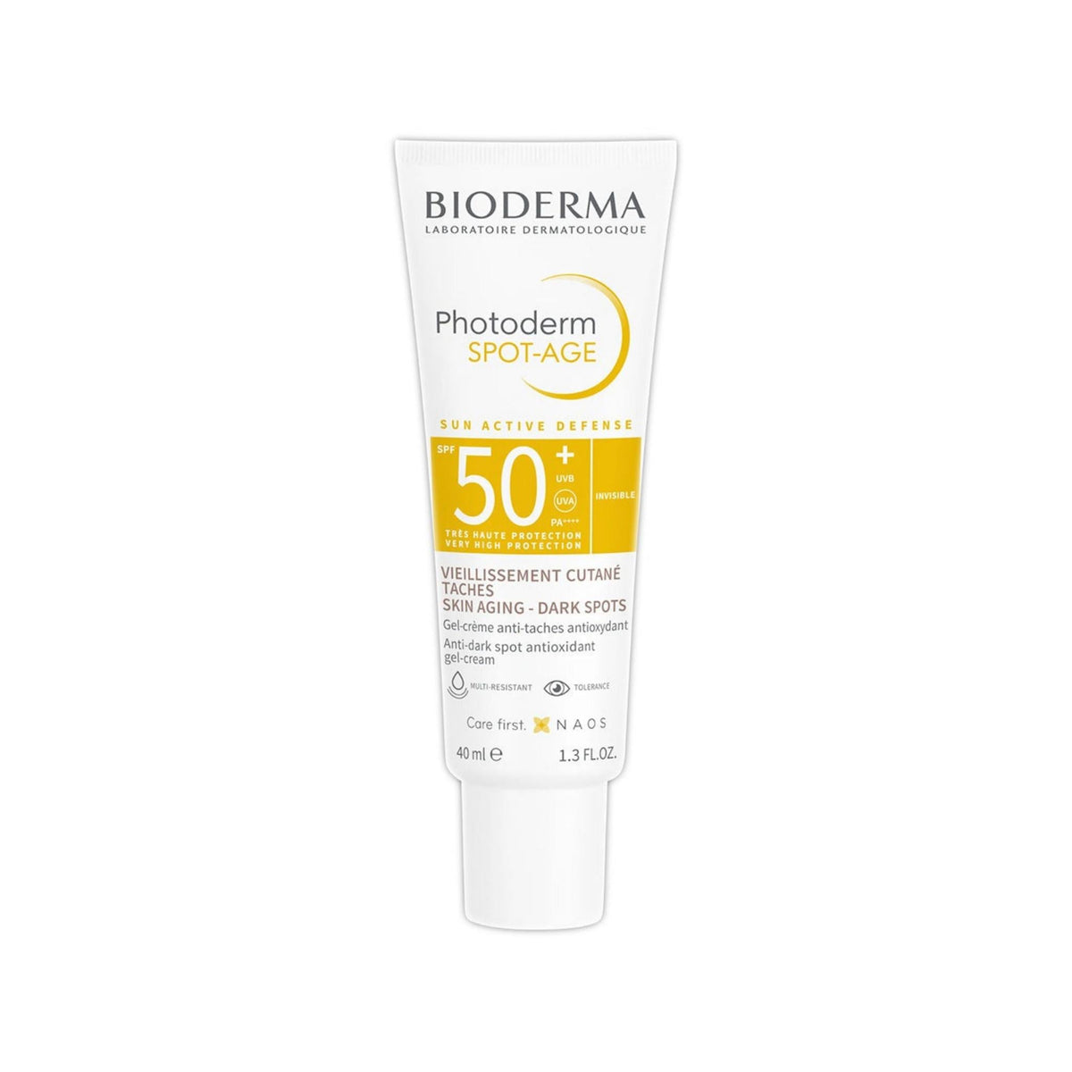 Refect Beauty Bioderma Photoderm Spot-Age SPF 50+ sunscreen cream tube for anti-aging and dark spot protection.