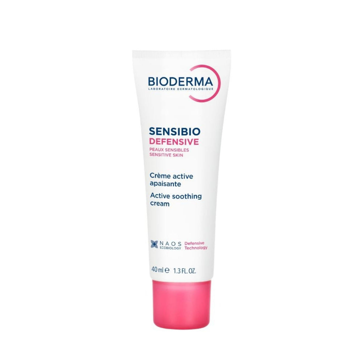 Refect Beauty Bioderma Sensibio Defensive soothing moisturizer in a white 40ml tube with a pink cap for sensitive skin