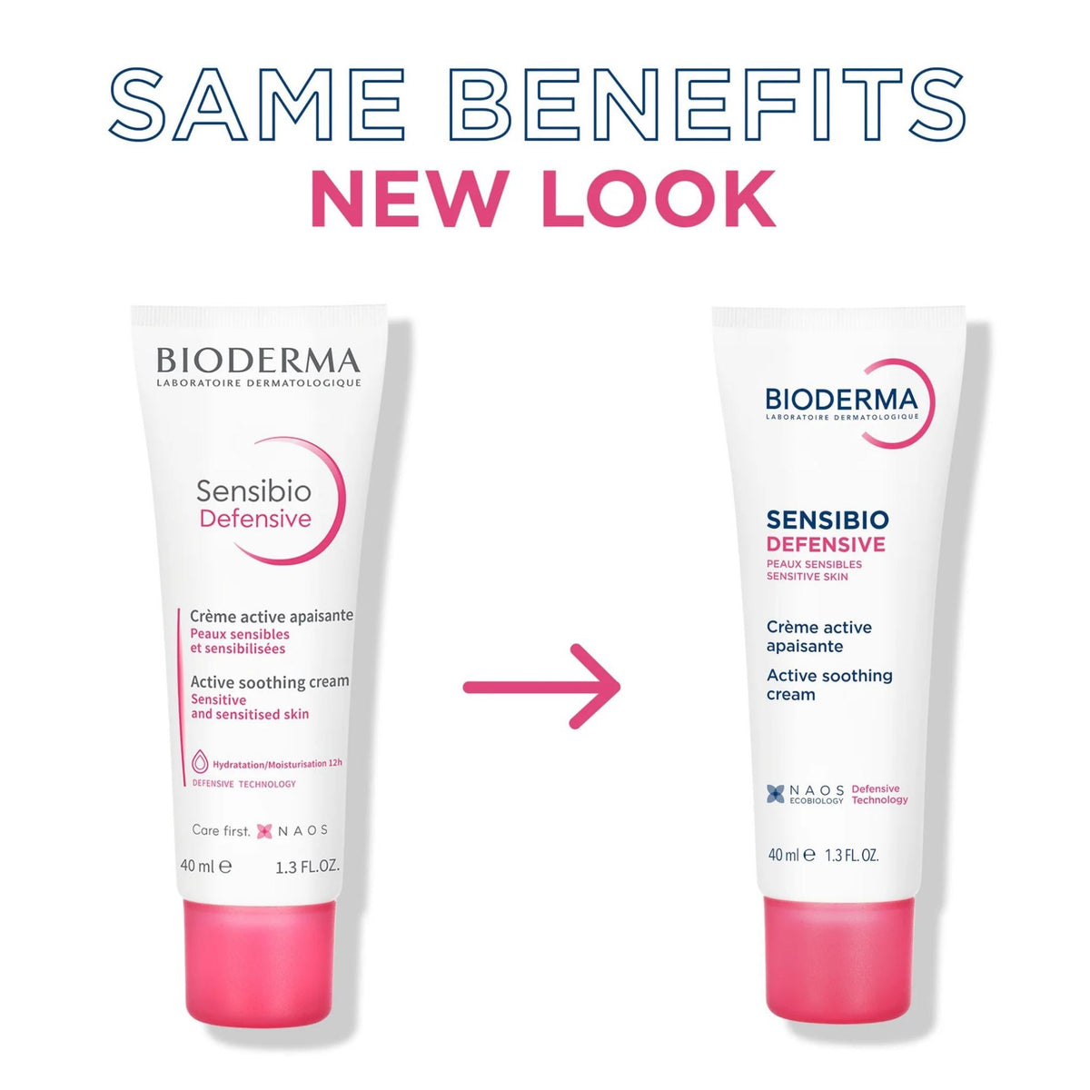 Refect Beauty Bioderma Sensibio Defensive soothing moisturizer tubes showing old and new packaging design