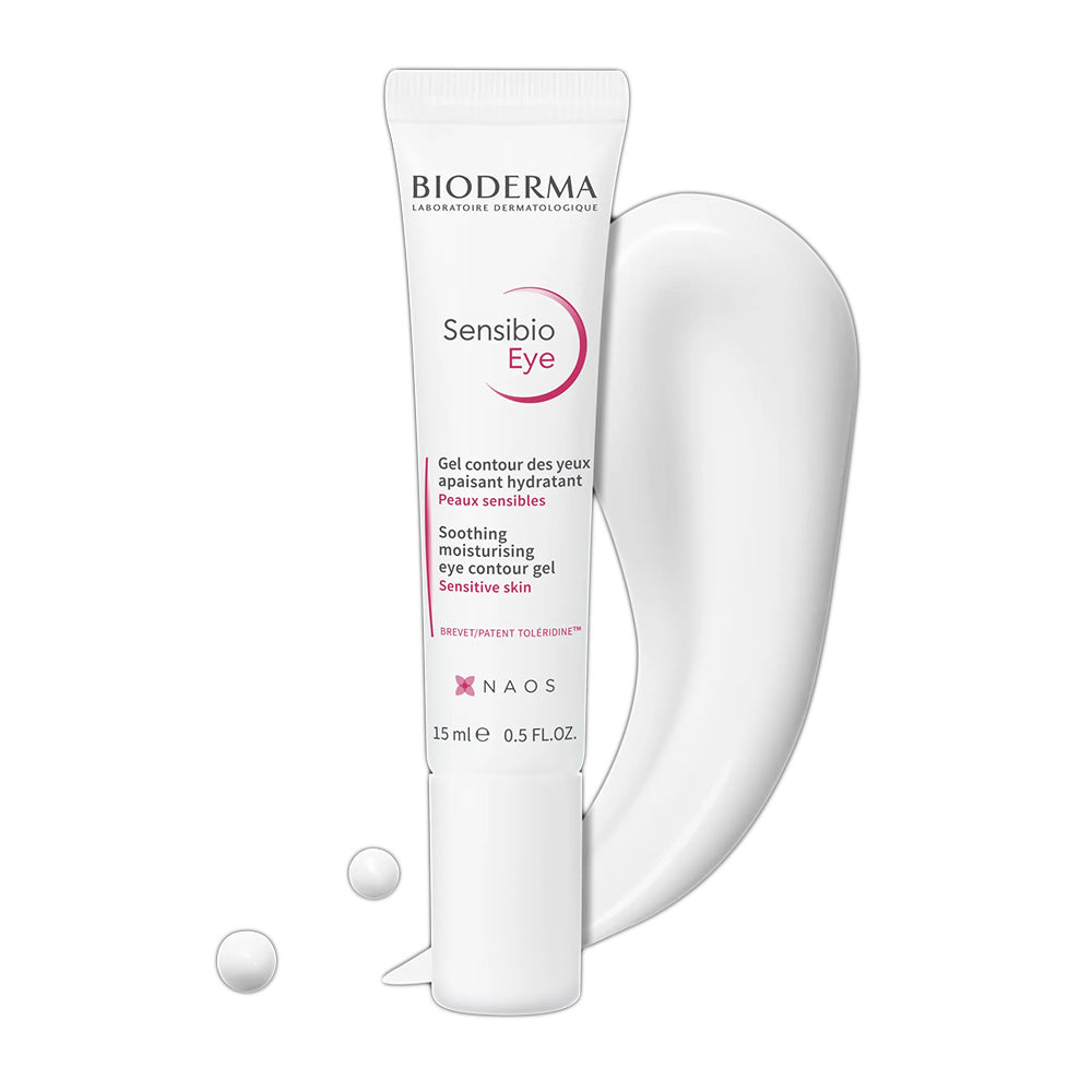 Refect Beauty Bioderma Sensibio Eye Contour Gel tube with white soothing cream texture for sensitive skin