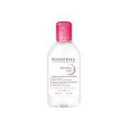 Refect Beauty Bioderma Sensibio H2O micellar water for sensitive skin in a clear 250ml bottle with a pink cap.
