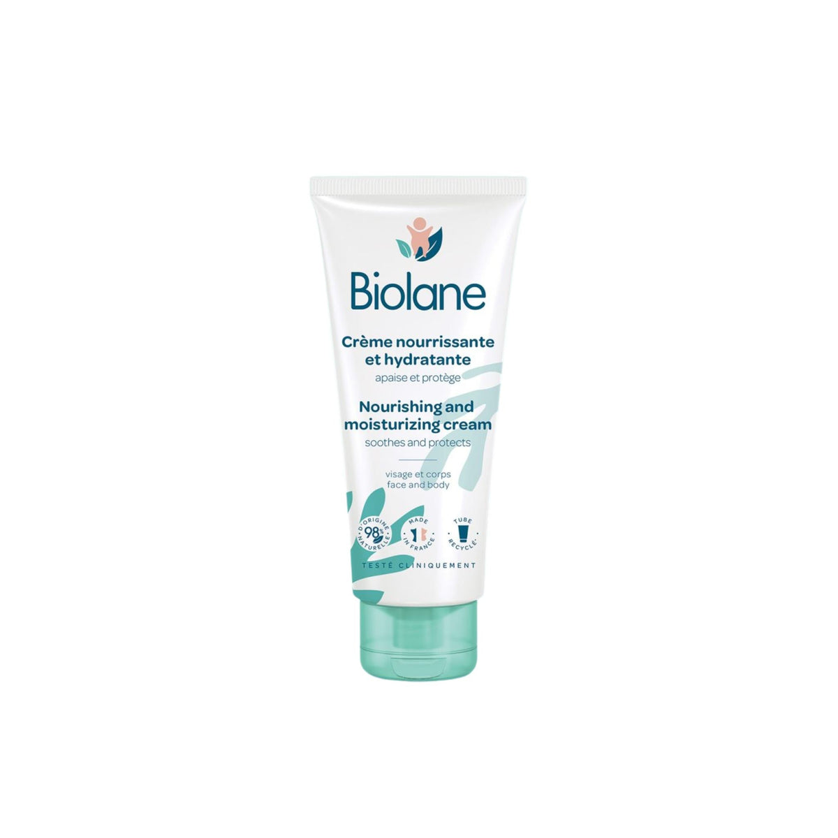 Refect Beauty Biolane nourishing and moisturizing baby cream in a white tube with a light green cap.