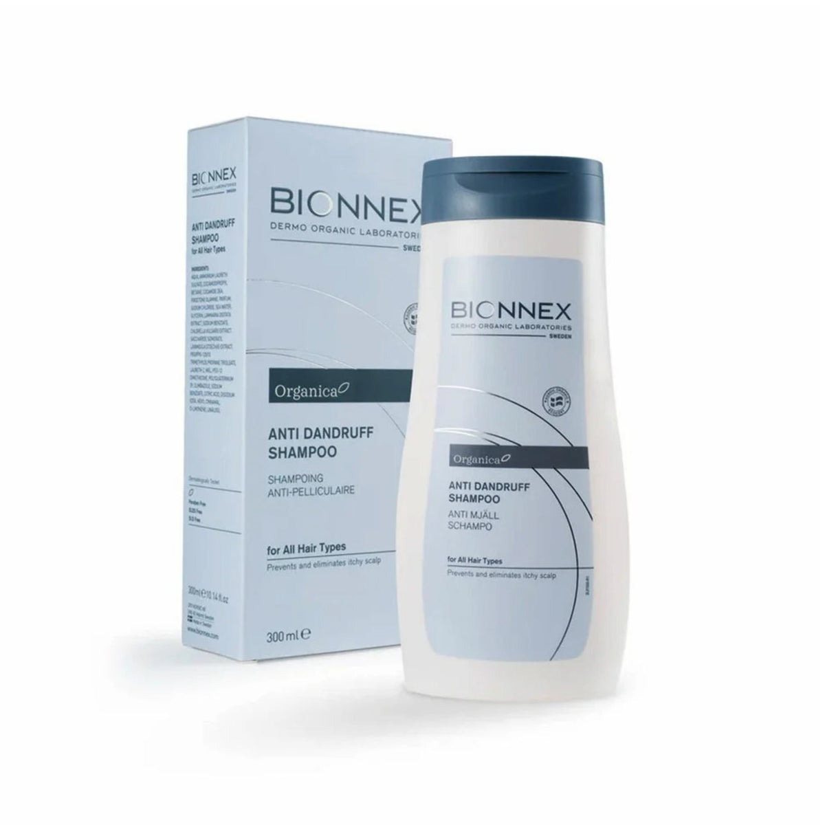 Refect Beauty Bionnex Organica anti-dandruff shampoo bottle and packaging box for all hair types