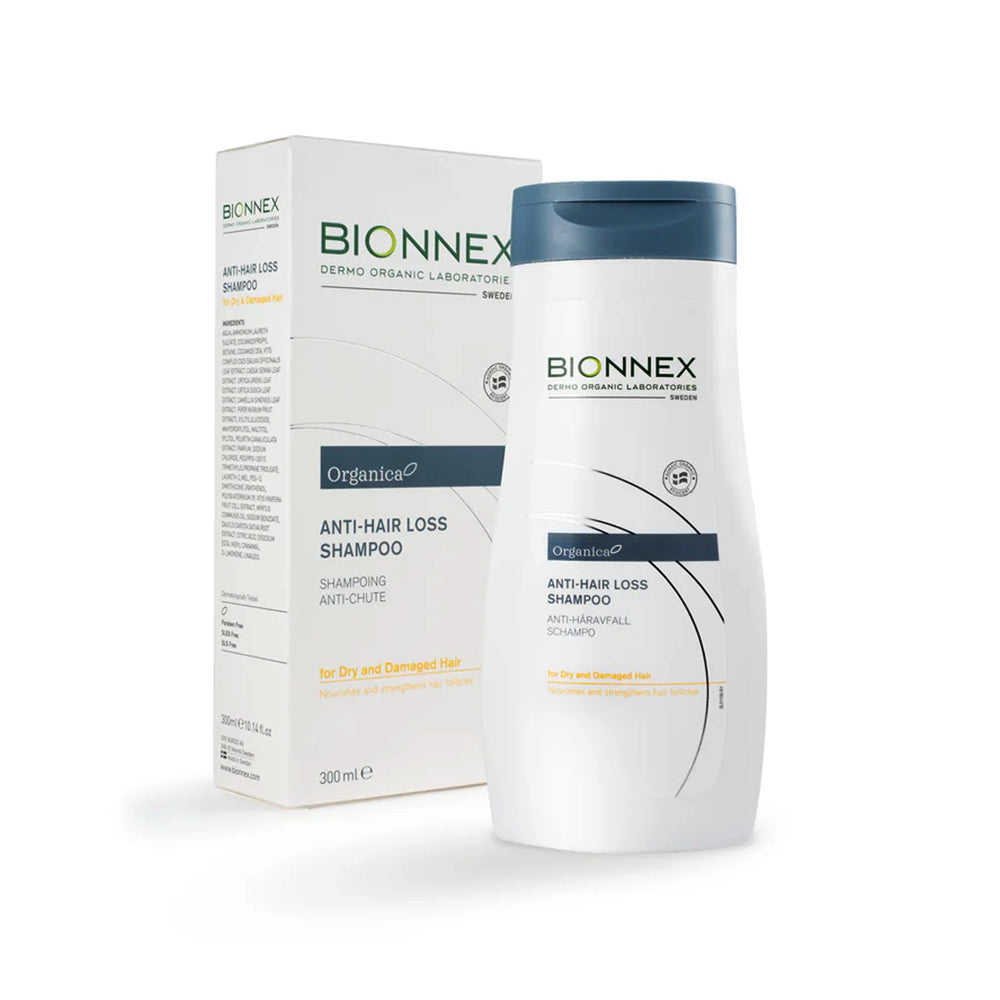 Refect Beauty Bionnex Organica anti-hair loss shampoo bottle and box for dry and damaged hair