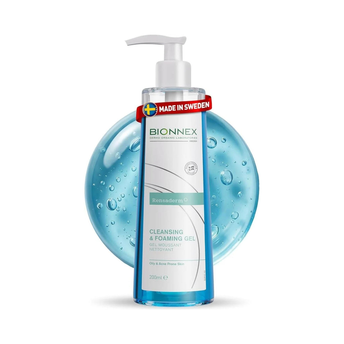 Refect Beauty Bionnex Rensaderm foaming cleansing gel in a clear pump bottle for oily and acne-prone skin