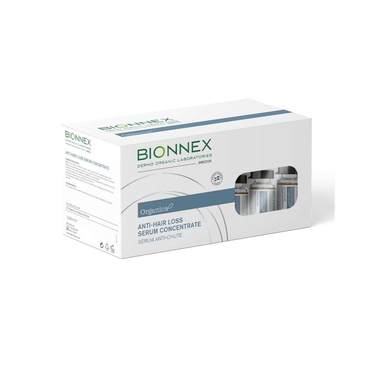 Refect Beauty Bionnex Anti Hair Loss Serum Concentrate box containing 12 vials for scalp treatment and hair strength.
