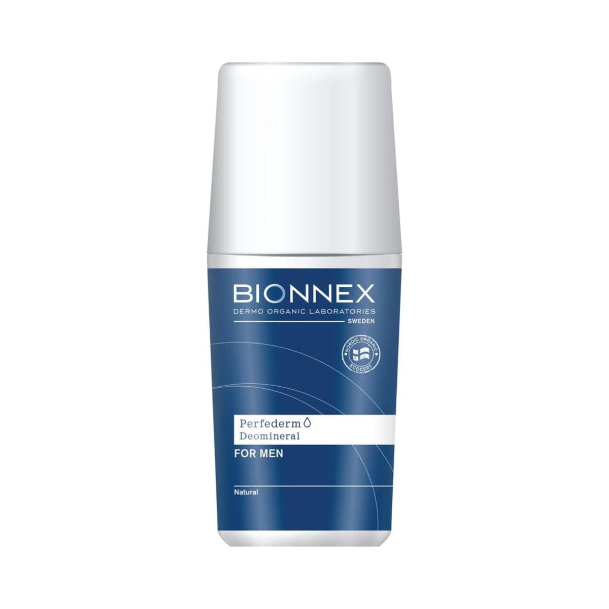 Refect Beauty Bionnex Perfederm Deomineral roll-on deodorant for men with nourishing almond and avocado oils.