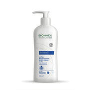 Refect Beauty Bionnex Perfederm ultra moisturizing body cream in a white pump bottle for dry and atopic-prone skin.