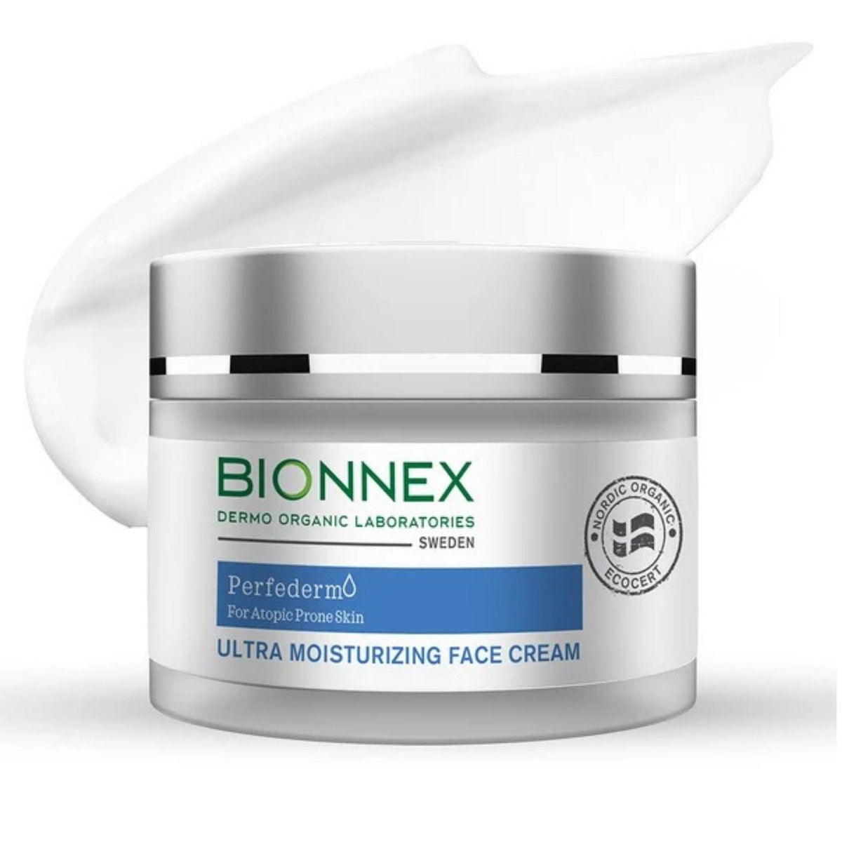 Refect Beauty Bionnex Perfederm ultra moisturizing face cream for dry and atopic skin with a creamy texture swirl