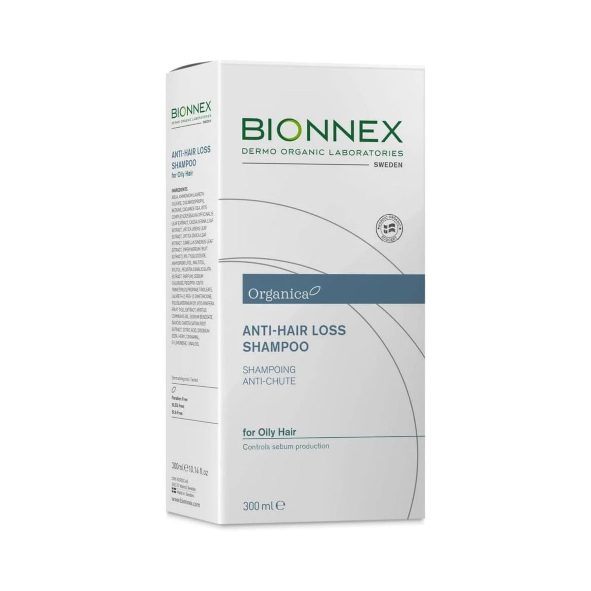 Refect Beauty Bionnex Organica anti-hair loss shampoo for oily hair in a white 300ml bottle box