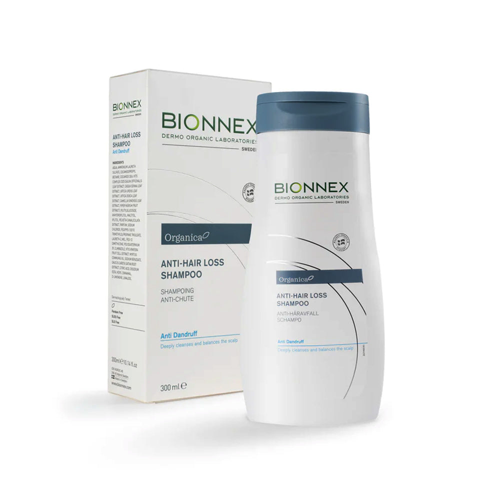 Refect Beauty Bionnex Organica anti-hair loss and anti-dandruff shampoo bottle with matching product box