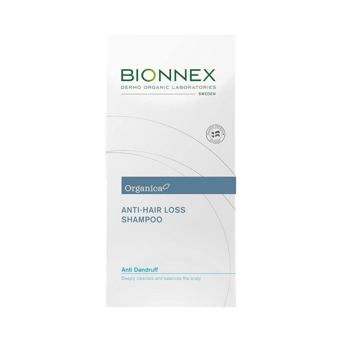 Refect Beauty Bionnex Organica anti-hair loss and anti-dandruff shampoo bottle in white packaging