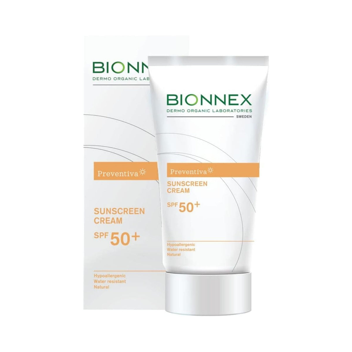 Refect Beauty Bionnex Preventiva SPF 50+ sunscreen cream in a white tube and matching box for daily facial protection.